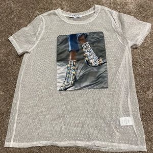 White Sheer Top with Sequins boots